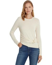 Lauren by Ralph Lauren - Twist-front Cotton-blend Sweater - Lyst