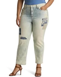 Lauren by Ralph Lauren - Plus-size Patchwork Relaxed Tapered Ankle Jean - Lyst