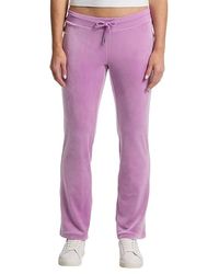 Juicy Couture - Rib Waist Velour Pants With Drawcord Clothing, Polyester/Spandex/Velour - Lyst