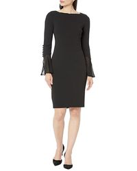 Calvin Klein Tiered bell sleeve Sheath Dress in Blue Lyst
