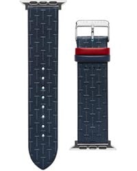 Ted Baker - T Embossed Leather Red Keeper Smartwatch Band Compatible With Apple Watch Strap 42mm, 44mm - Lyst