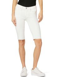 Hudson Jeans - Amelia Mid-rise Knee Shorts In White - Lyst