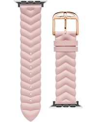 Ted Baker Chevron Leather Smartwatch Band Compatible With Apple Watch Strap 38mm, 40mm - Pink