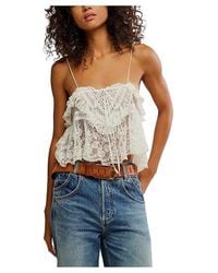 Free People - Sofia Embroidered Tank Top Clothing Lg 12) Cotton - Lyst