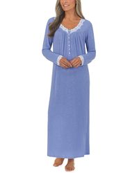 Eileen West 50 Sweater Knit Ballet Long Sleeve Nightgown - Blue