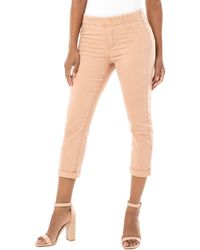 Liverpool Jeans Company Chloe Crop Rolled Cuff In Dusty Coral - White