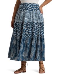 Lauren by Ralph Lauren - Plus-size Patchwork Floral Voile Tiered Skirt - Lyst