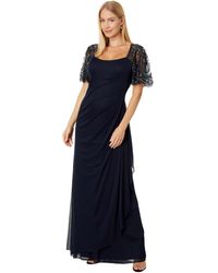 Xscape - Long Sheer Matte Jersey Ruched 3/4 Bead Sleeve - Lyst