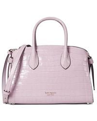 Kate Spade - Knott Croc Embossed Leather Medium Zip Top Satchel ( Mist) Handbags - Lyst