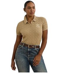 Ralph Lauren - Plus Size Cable-Knit Cotton Polo Sweater Sweater - Lyst