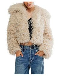 Free People - Moonglow Fur Coat Xl 16) Polyester/Wool - Lyst