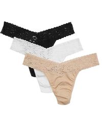 Hanky Panky - Organic Cotton Original Rise Thong W/ Lace 3-Pack (//Chai) Underwear - Lyst