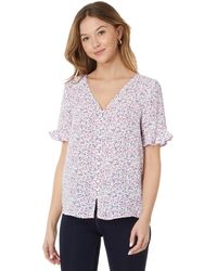 Cece - Floral Ruffled Sleeve Button-up Blouse - Lyst