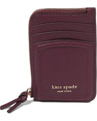 Kate Spade - Knott Pebbled Leather Zip Card Holder - Lyst