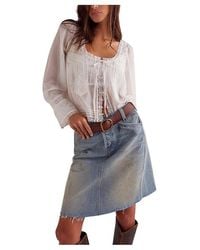 Free People - We The Free Suzy Denim Midi Skirt Skirt, Cotton/Denim - Lyst