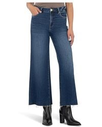 Kut From The Kloth - Meg High-Rise Fab Ab Wide Leg Raw Hem Jeans, Cotton/Denim/Spandex - Lyst