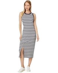 Tommy Hilfiger - Sleeveless Stripe Midi Dress Dress Sky Captain/Khaki Lg (Us 12-14) Cotton/Elastane/Polyester - Lyst
