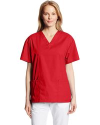 Dickies Eds Signature Scrubs 86706 Missy Fit V-neck Top - Red