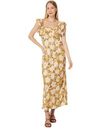 Madewell - Flutter-sleeve Slip Maxi Dress In Floral Cupro-blend - Lyst