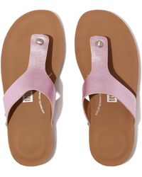 Fitflop - Iqushion Metallic-leather Toe-post Sandals - Lyst