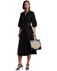 Ralph Lauren - Cotton Blend Bubble Sleeve Shirtdress Dress, Cotton/Elastane/Nylon - Lyst
