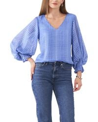 Vince Camuto - V-neck Puff Sleeve Blouse With Smock Cuff - Lyst