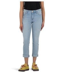 Kut From The Kloth - Amy Crop Straight Leg Roll Up With Raw Hem Jeans 4, Cotton/Denim/Spandex - Lyst