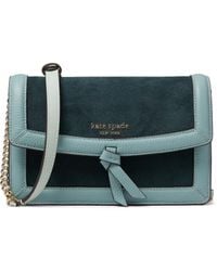 Kate Spade - Knott Color-blocked Pebbled Leather And Suede Leather Flap Crossbody - Lyst