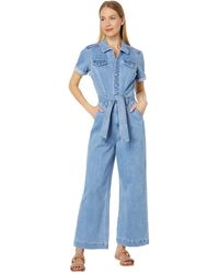 PAIGE - Anessa Short Sleeve Jumpsuit Self Belt In Hailey - Lyst