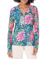 Lilly Pulitzer - Pj Knit Long Sleeve Button-Up Top Pajama, Spandex/Rayon - Lyst