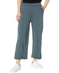 Eileen Fisher Organic Cotton French Terry Crop Wide Leg Pants In Ivy At ...