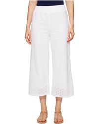 white eyelet pants