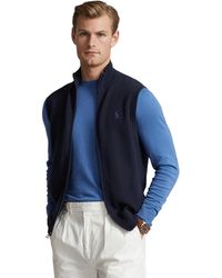 Polo Ralph Lauren - Mesh-knit Cotton Full-zip Sweater Vest - Lyst