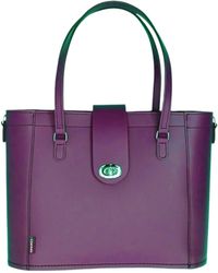 Zatchels - Leather Mini Twist Lock Shopper Bag - Lyst