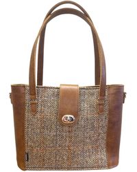 Zatchels - Tannery Tweed & Leather Mini Twist Lock Shopper Bag - Lyst