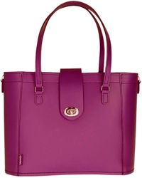 Zatchels - Leather Mini Twist Lock Shopper Bag - Lyst