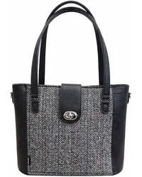 Zatchels - Tannery Tweed & Leather Mini Twist Lock Shopper Bag - Lyst