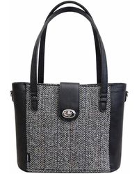 Zatchels - Tannery Tweed & Leather Mini Twist Lock Shopper Bag - Lyst