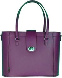 Zatchels - Leather Mini Twist Lock Shopper Bag - Lyst