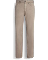 ZEGNA - Jean Roccia En Lin Et Coton Extensible Taupe Clair - Lyst