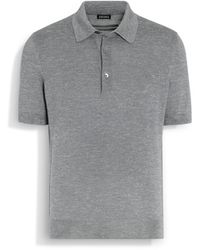 Zegna - Mélange Silk Cashmere And Linen Polo Shirt - Lyst