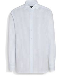 Zegna - Light And Striped Centoventimila Cotton And Linen Shirt - Lyst