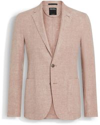 ZEGNA - Light Brick Crossover Linen Wool And Silk Blend Jacket - Lyst