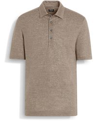 ZEGNA - Light Taupe Oasi Lino Polo Shirt - Lyst