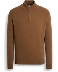 ZEGNA - Pullover Aus Oasi Cashmere Mit Stehkragen Und Reißverschluss - Lyst