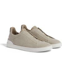 ZEGNA - Triple Stitch Sneaker Aus Baumwolle, Leinen Und Leder - Lyst