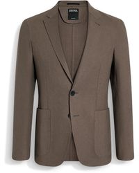 ZEGNA - Dark Taupe Oasi Lino Shirt Jacket - Lyst