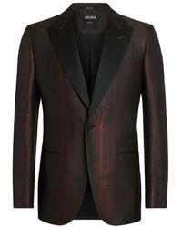 Zegna - Dark And Burgundy Silk And Wool Evening Jacket - Lyst