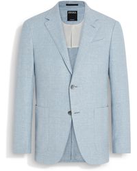 ZEGNA - Light Crossover Linen Wool And Silk Blend Jacket - Lyst