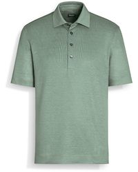 Zegna - Sage Linen Polo Shirt - Lyst
